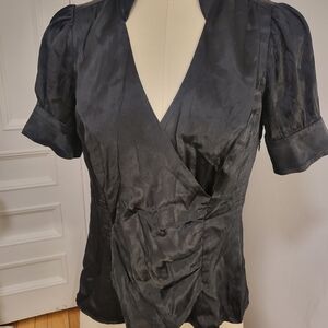Banana Republic Black Wrap Blouse